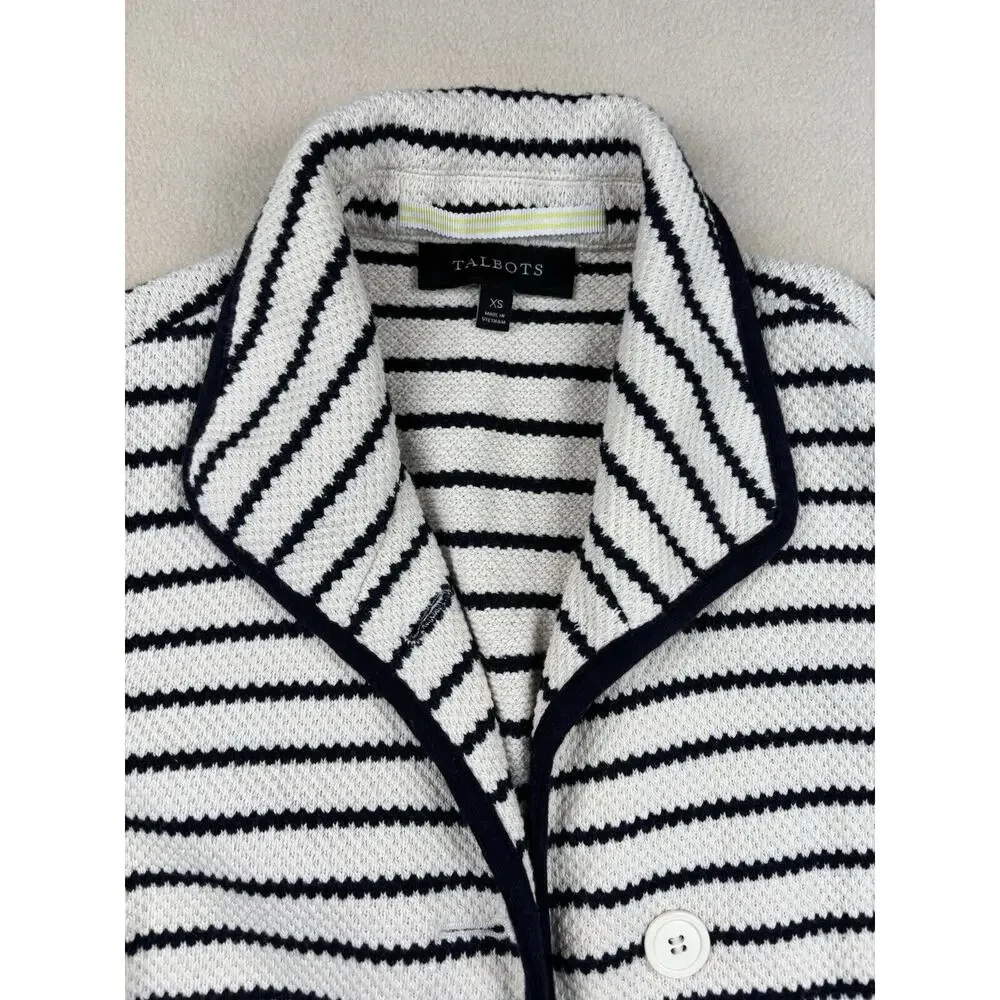 Women's TALBOTS‎ XS Striped Blazer Cardigan Jacket Cotton Polyester Spandex